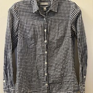 EUC J Crew perfect fit button down shirt in black gingham 00 xxs